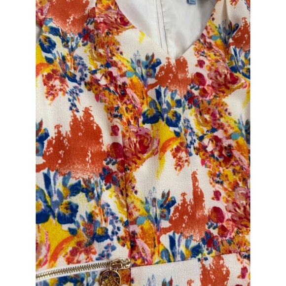 Antonio Melani Floral Print Cap Sleeve Dress With Zipper Accents Size 2 - Picture 6 of 14